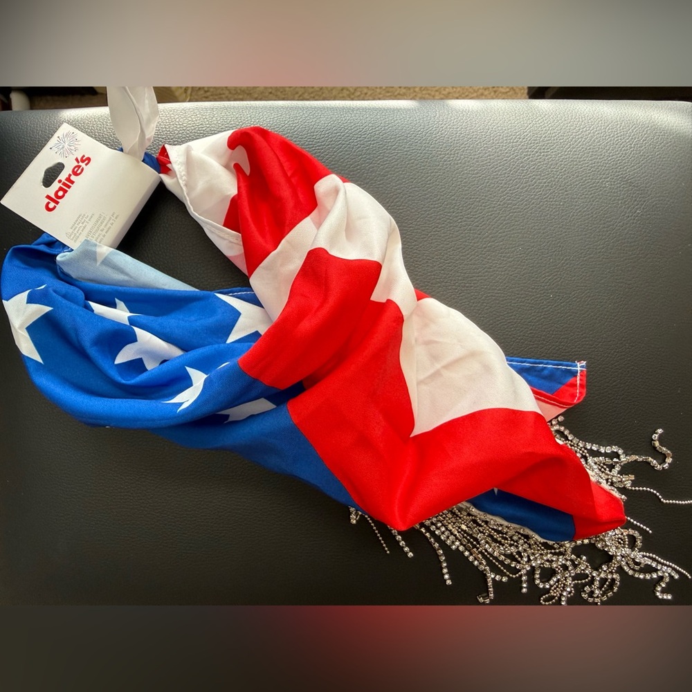 Red, White, and Blue Scarf with Fringe